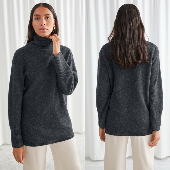 & OTHER STORIES Oversized Wool Blend Turtleneck Knit Jumper...